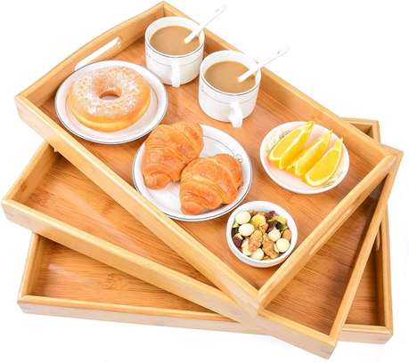 *3 Pack Bamboo Serving Tray Food Tray image 3