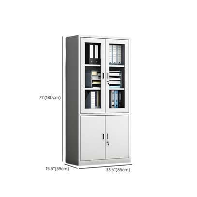 Modern Steel Filing Cabinet with Lock & Glass Doors image 3