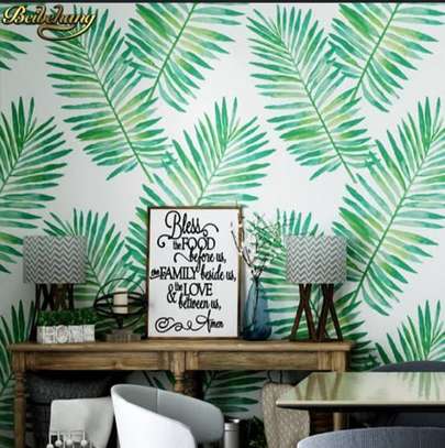 wall covering green palm leaf wallpapers image 1