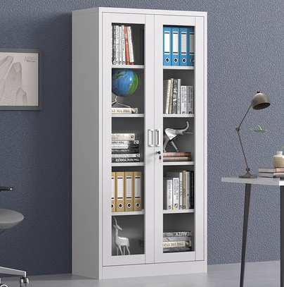 Lockable Metal 2 Glass Door Office Cabinet image 5