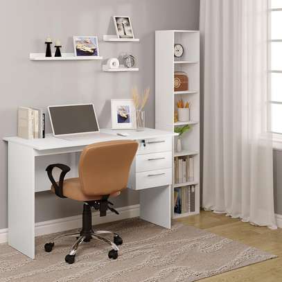 Office tables: white 1200mm straight home office desk image 1