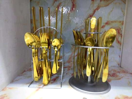 Cutlery set/Gold cutlery set image 4