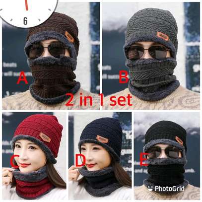 WINTER ADULTS BEENIES HAT AND SCARF SET image 1
