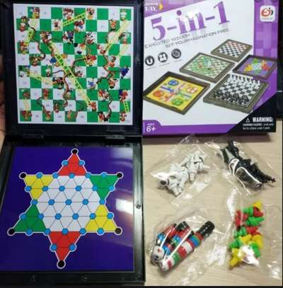 Family Checkers, Chess, Ludo, Snakes & Ladders 5in1 Magnetic Board Games image 3