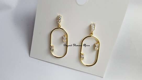 Ladies Gold Plated Loop Earrings image 1