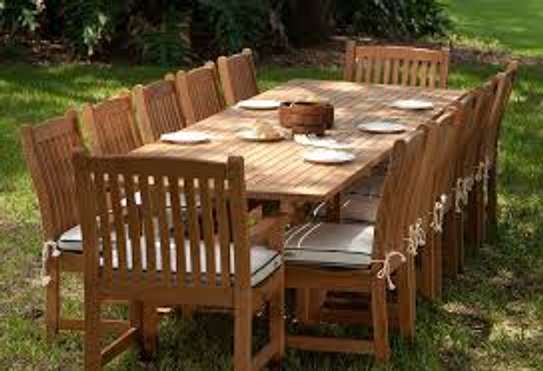 Mahogany /Mvule outdoors dining table and chairs image 7