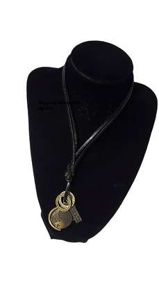 Leather Neck piece with World Pendant image 1