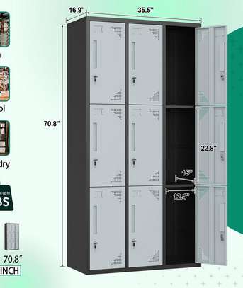 Durable 9-Compartment Steel Locker Cabinet for Office Use image 5