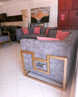 Modern two seater grey sofa set image 3
