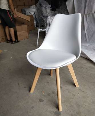Leather Padded Eames Wooden Base Dining Chair image 11