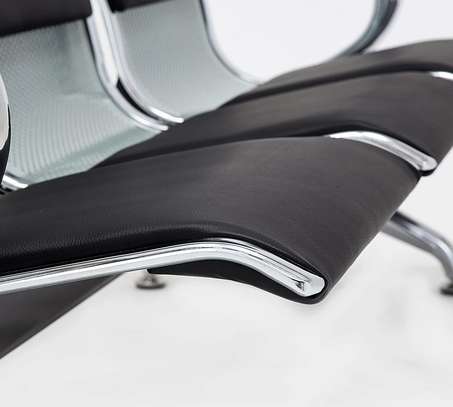 Durable 3-Seat Black Metal Bench with Padded Seats image 15