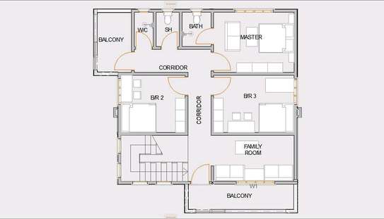 4 bedroom maisonette plan with hidden roof image 4