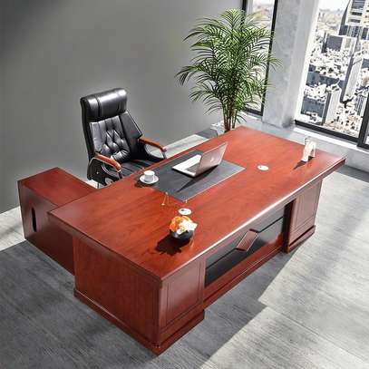 Office Desk: 180cm Mahogany Executive High Performance Desk image 1