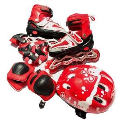 FULL SET SKATE SHOES WITH GEARS 31-38 RED AND BLUE image 1