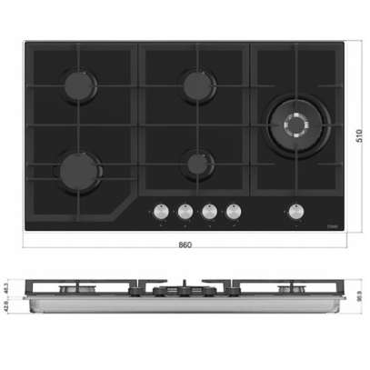 Mika Built-In Gas Hob, 90cm, 5 Gas with WOK, Glass image 4