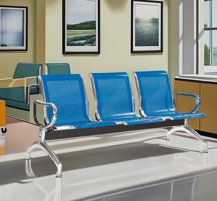 OFFICE BENCH: Blue 3 Seater Office Bench image 1