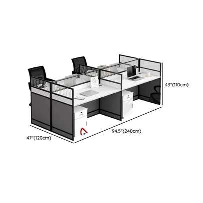 4-Way Modern Modular White Office Workstation image 6