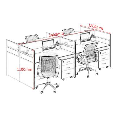 Office desk: White four seater straight workstation image 2