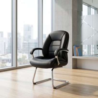 Office Chairs : Ergonomic Leather Guests Waiting Seat image 2