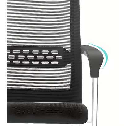 Office Chair: Cantilever Black Mesh Chair with Armrest image 6