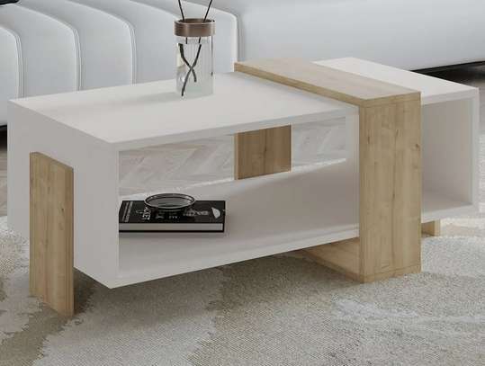 Modern Two-Tone Coffee Table Black Oak Wood image 3
