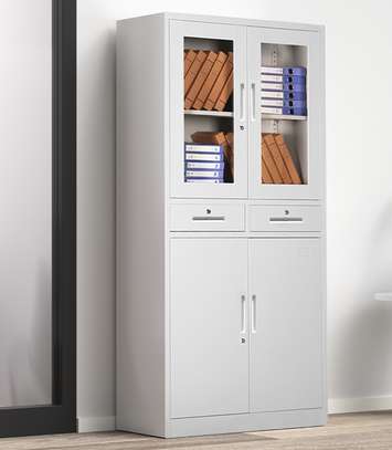 Office Cabinet: 4-Door Steel Cabinet with Upper Glass Door image 3