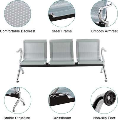 3-Link Metallic Waiting Room Bench image 7