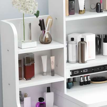 Dressers: White Vanity Dressing Table With Sliding Mirror image 6