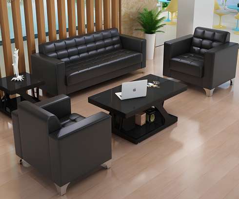 5 Seater Leather Reception Office Sofa image 6