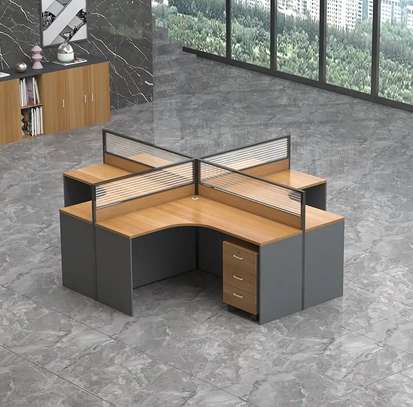 Curved 4 Way Office Workstation Desk image 7