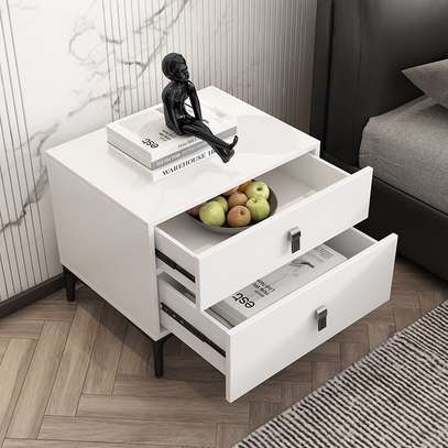 Modern White Bedside Table with 2 Drawers image 6