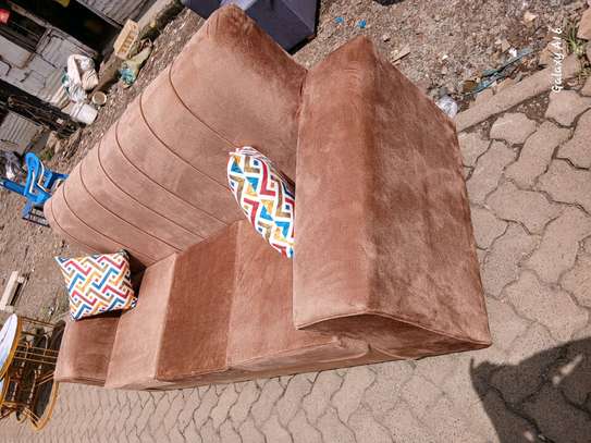 Brown three seater sofa for sale image 2