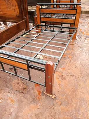 Quality and durable metallic beds with wooden finish image 13