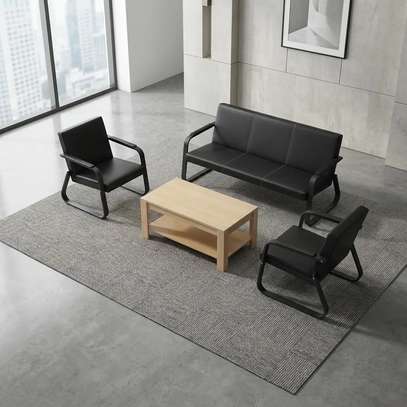 Leather Reception 5 Person Office Sofa image 5