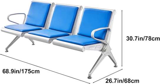 Reception Chair: 3-seater, Blue, Office & Waiting Room image 5