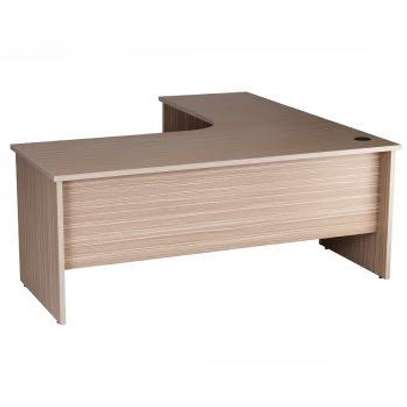Modern L-Shaped Ergonomic Office Desk White Black Trim image 5