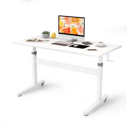 1.2m Adjustable Standing Desk; Manual Crank With Casters image 7