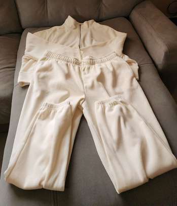 Cream White sweatpants and top image 3