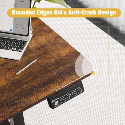 Office Desk: Adjustable Electric, Rustic Finish, Workstation image 5