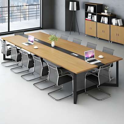240cm Wood Steel Fixed Frame Office Table image 4