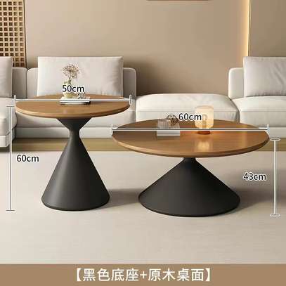 2 Pcs Brown Wooden Tops Living Home Coffee Table Set image 7