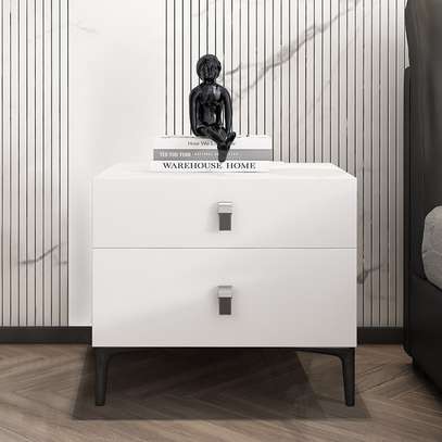Modern White Bedside Table with 2 Drawers image 4