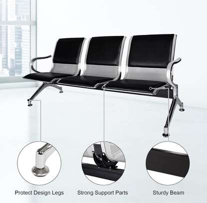 3 Person Leather Reception Office Bench image 10