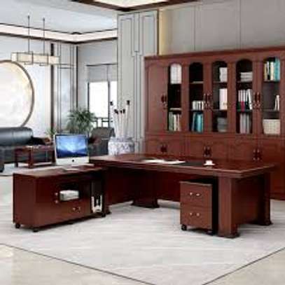 2 M L Shaped Mahogany Executive Office Desk image 13