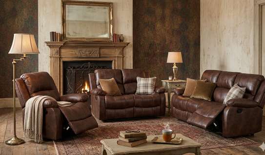 Sofas : 6-Seater Leather Reclining Sofa image 5