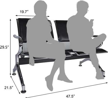 Black PU Padded Reception Bench image 4