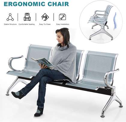 3-Link Metallic Waiting Room Bench image 8