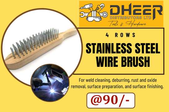 STEEL WIRE BRUSH (4 ROW) wooden handle image 3