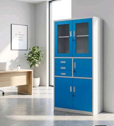 Blue steel cabinet with in-built safe image 2