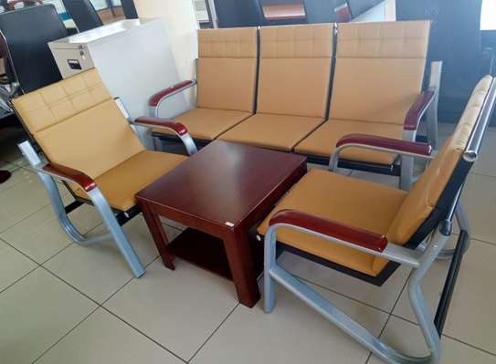 Leather 5 Person Office Sofa image 7